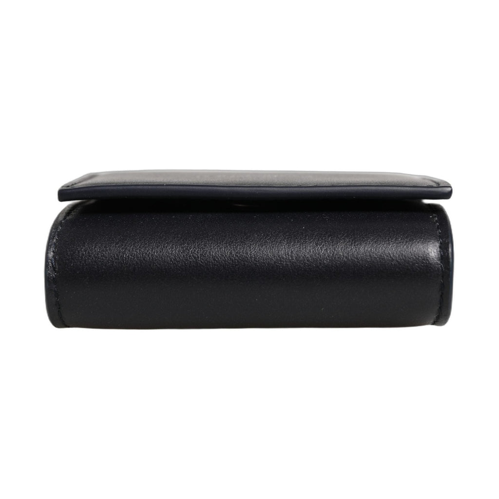 Dolce & Gabbana Black Calfskin Leather Logo Print Bifold CoinPurse Wallet