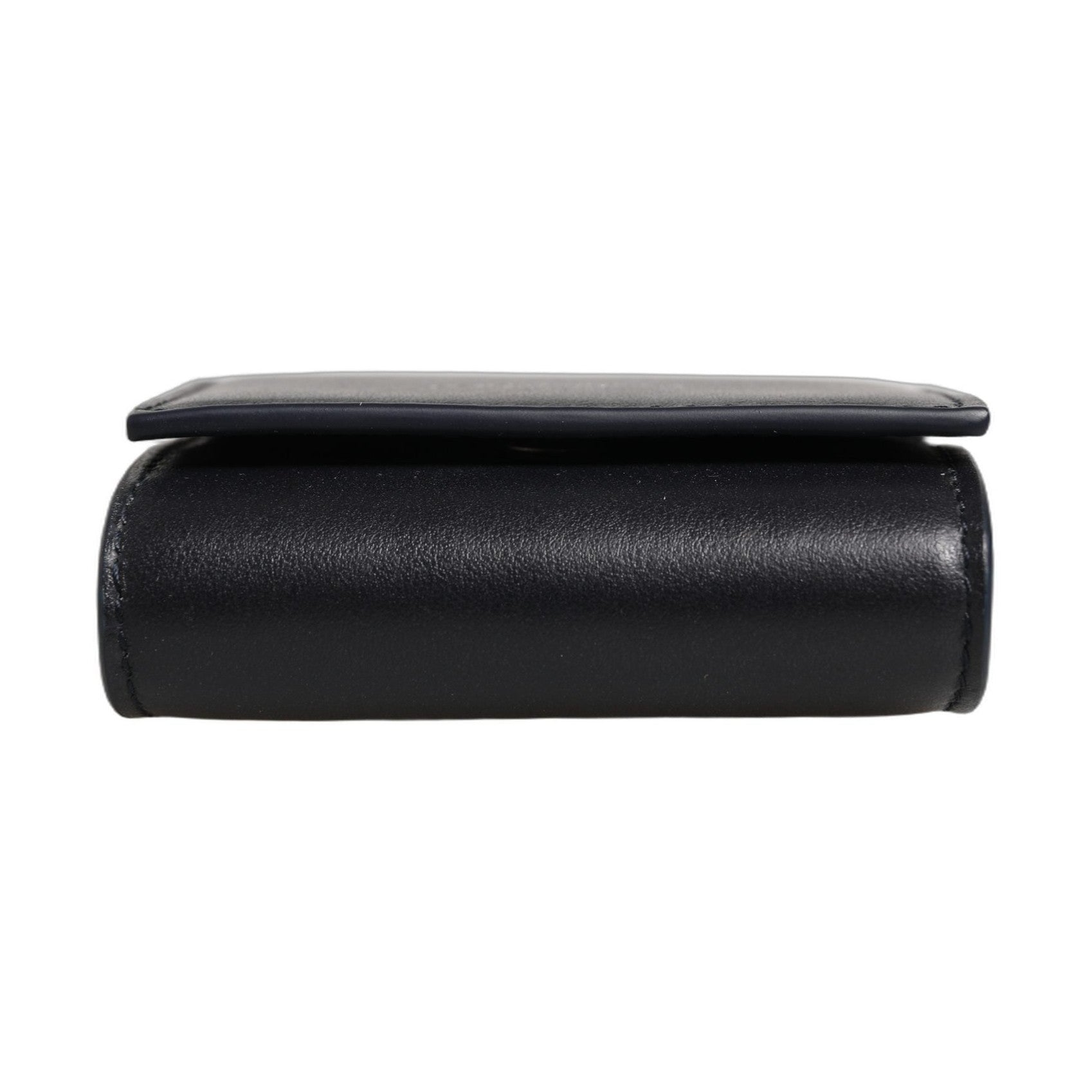 Dolce & Gabbana Black Calfskin Leather Logo Print Bifold CoinPurse Wallet