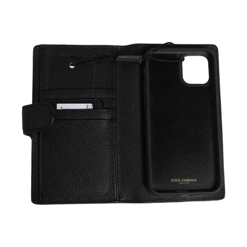 Dolce & Gabbana Case Flip Cover Black Calf Leather iPhone11 PRO Phone