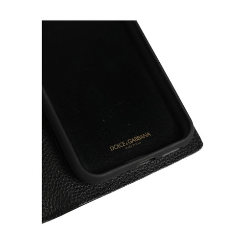 Dolce & Gabbana Case Flip Cover Black Calf Leather iPhone11 PRO Phone