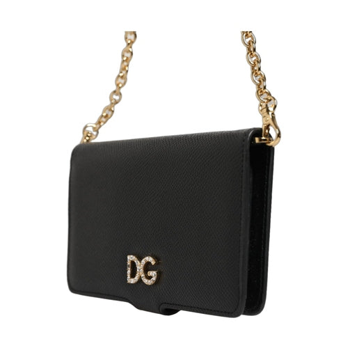 Dolce & Gabbana Case Flip Cover Black Calf Leather iPhone X - XS Phone