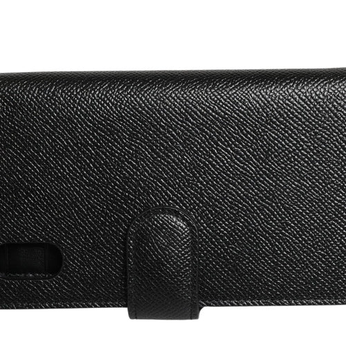 Dolce & Gabbana Case Flip Cover Black Calf Leather iPhone X - XS Phone