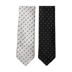 Dolce & Gabbana White Black Patterned Silk Adjustable Men Necktie Tie