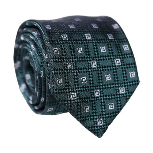 Dolce & Gabbana Dark Green Patterned Silk Adjustable Men Necktie Tie