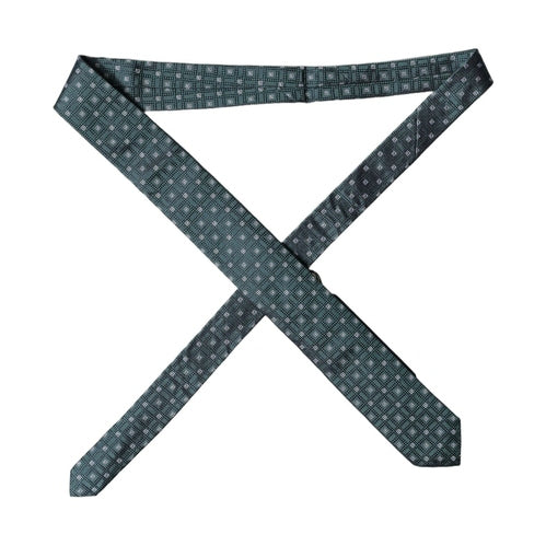 Dolce & Gabbana Dark Green Patterned Silk Adjustable Men Necktie Tie