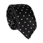 Dolce & Gabbana Black White Polka Dots Silk Adjustable Men Necktie Tie