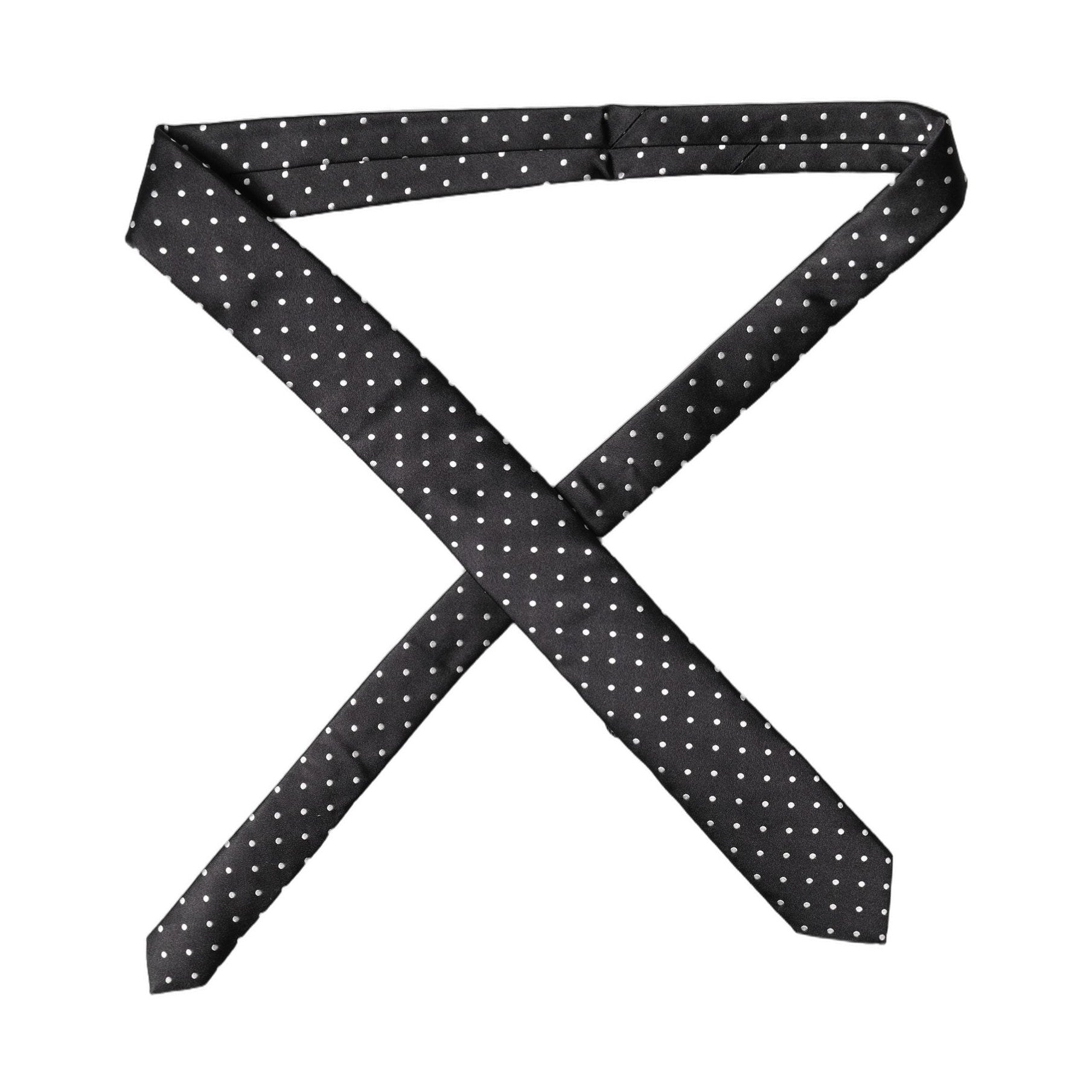 Dolce & Gabbana Black White Polka Dots Silk Adjustable Men Necktie Tie