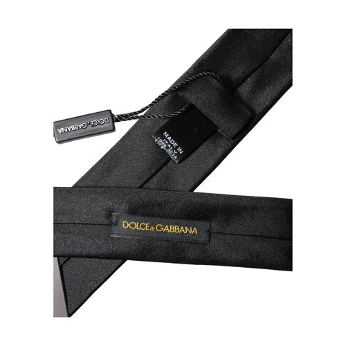 Dolce & Gabbana Black D&G Embroidery Silk Adjustable Men Necktie Tie