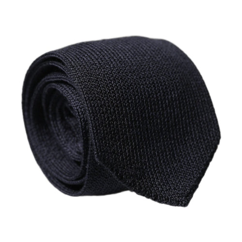 Dolce & Gabbana Dark Blue Solid 100% Silk Adjustable Men Necktie Tie