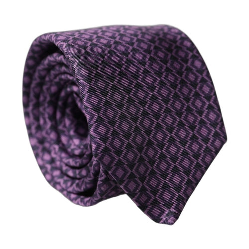 Dolce & Gabbana Purple Patterned 100% Silk Adjustable Men Necktie Tie