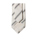 Dolce & Gabbana Beige Black Stripes 100% Silk Adjustable Men Necktie Tie