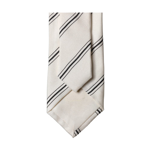 Beige Black Stripes 100% Silk Adjustable Men Necktie Tie