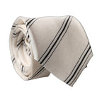 Dolce & Gabbana Beige Black Stripes 100% Silk Adjustable Men Necktie Tie