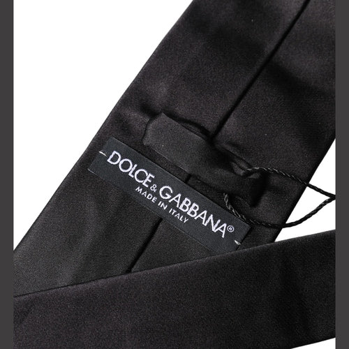Dolce & Gabbana Brown Logo Embroidery Silk Adjustable Men Necktie Tie