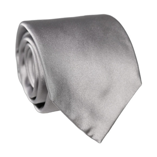 Dolce & Gabbana Gray Satin 100% Silk Adjustable Men Tied Necktie Tie