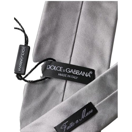 Dolce & Gabbana Gray Satin 100% Silk Adjustable Men Tied Necktie Tie