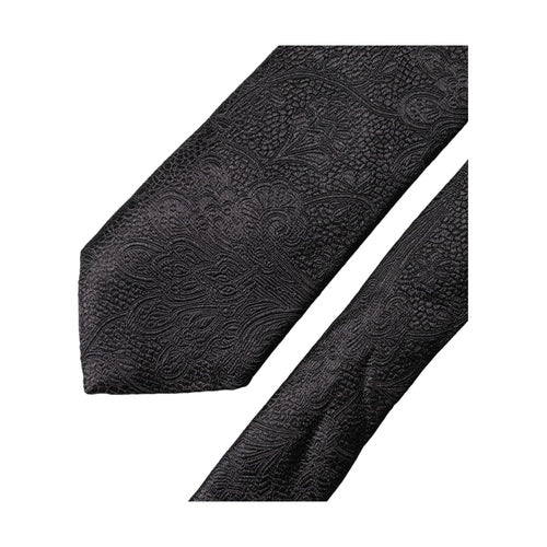 Dolce & Gabbana Black Floral Brocade Silk Adjustable Men Tied Necktie Tie