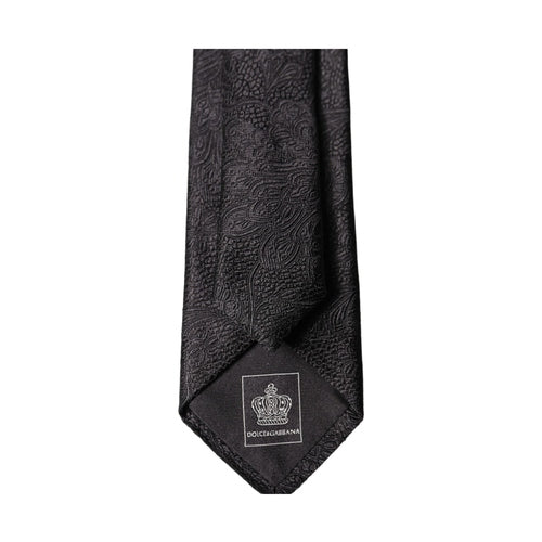 Dolce & Gabbana Black Floral Brocade Silk Adjustable Men Tied Necktie Tie