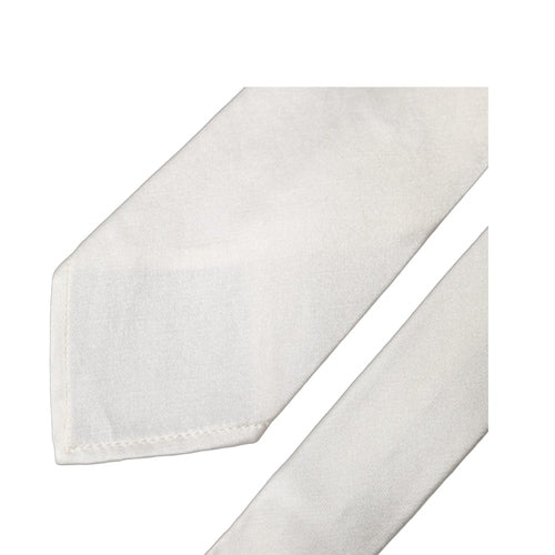 Dolce & Gabbana White Solid Silk Blend Adjustable Men Tied Necktie Tie