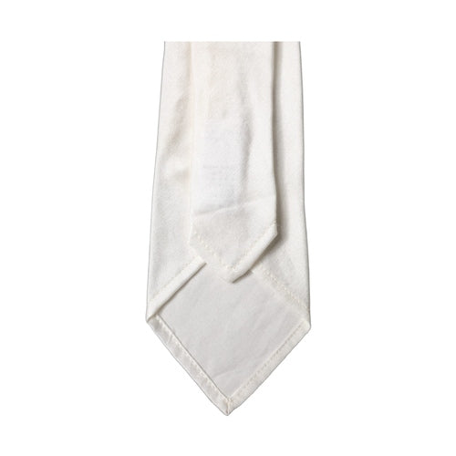 Dolce & Gabbana White Solid Silk Blend Adjustable Men Tied Necktie Tie