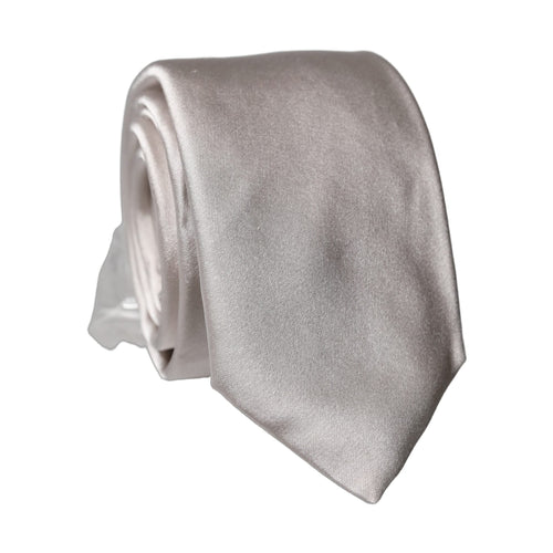 Dolce & Gabbana Light Gray Silk Satin Wide Adjustable Men Necktie Tie