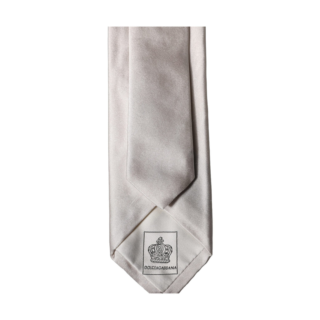 Dolce & Gabbana Light Gray Silk Satin Wide Adjustable Men Necktie Tie