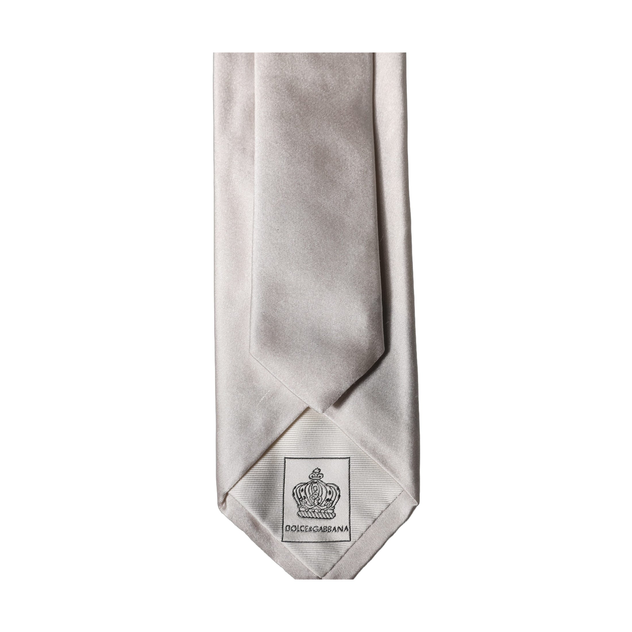 Dolce & Gabbana Light Gray Silk Satin Wide Adjustable Men Necktie Tie
