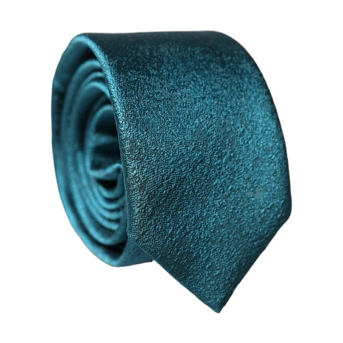 Dolce & Gabbana Deep Teal Solid Silk Adjustable Men Tied Necktie Tie