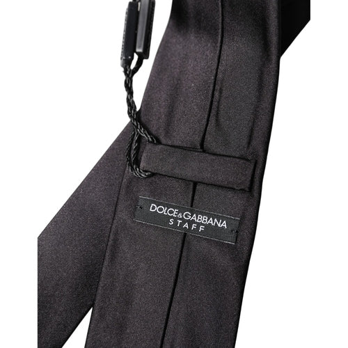 Dolce & Gabbana Black Solid 100% Silk Adjustable Men Tied Necktie Tie