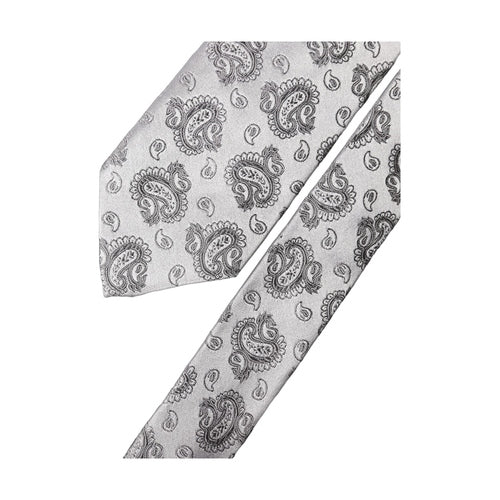 Dolce & Gabbana Silver Gray Paisley Silk Adjustable Men Tied Necktie Tie
