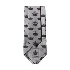 Dolce & Gabbana Gray Crown Fantasy Silk Adjustable Men Tied Necktie Tie
