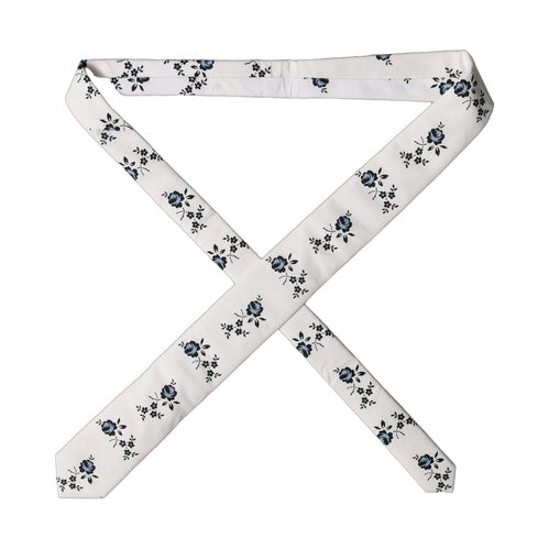 Dolce & Gabbana White Floral Fantasy Cotton Adjustable Men Necktie Tie