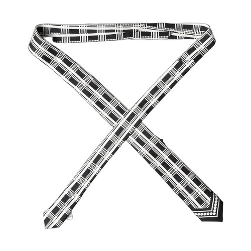 Dolce & Gabbana Black White Abstract Silk Adjustable Men Tied Necktie Tie
