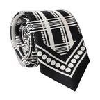 Dolce & Gabbana Black White Abstract Silk Adjustable Men Tied Necktie Tie