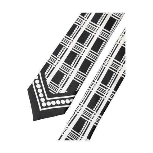 Dolce & Gabbana Black White Abstract Silk Adjustable Men Tied Necktie Tie