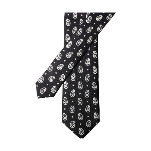 Dolce & Gabbana Black Paisley 100% Silk Adjustable Men Tied Necktie Tie