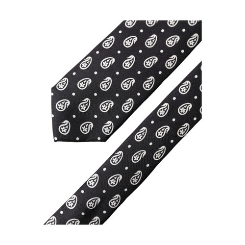 Dolce & Gabbana Black Paisley 100% Silk Adjustable Men Tied Necktie Tie