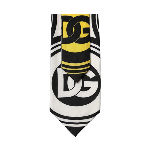 Dolce & Gabbana Multicolor Monogram Print Silk Adjustable Men Necktie Tie