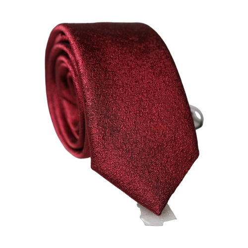 Dolce & Gabbana Burgundy Solid Silk Adjustable Men Tied Necktie Tie