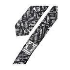 Dolce & Gabbana Black Trumpet Print Silk Adjustable Men Tied Necktie Tie