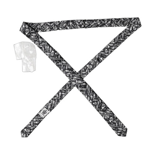 Dolce & Gabbana Black Trumpet Print Silk Adjustable Men Tied Necktie Tie