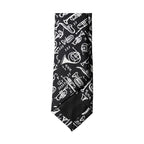 Dolce & Gabbana Black Trumpet Print Silk Adjustable Men Tied Necktie Tie