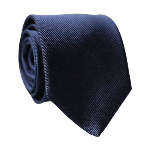 Dolce & Gabbana Navy Blue Solid 100% Silk Adjustable Men Necktie Tie