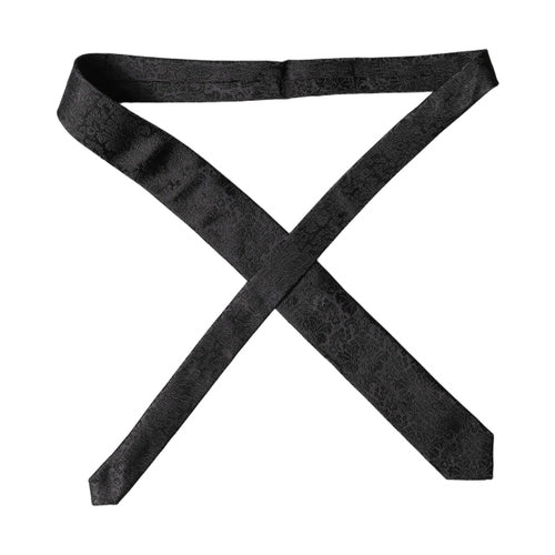 Dolce & Gabbana Black Floral Fantasy Silk Adjustable Men Tied Necktie Tie