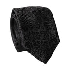 Dolce & Gabbana Black Floral Fantasy Silk Adjustable Men Tied Necktie Tie
