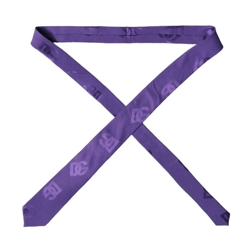 Dolce & Gabbana Purple DG Logo Monogram Silk Adjustable Men Necktie Tie