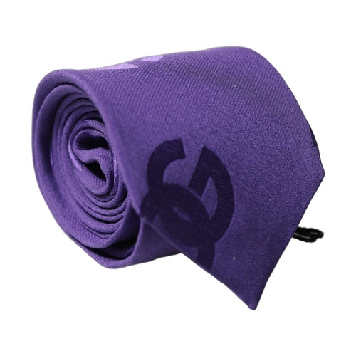 Dolce & Gabbana Purple DG Logo Monogram Silk Adjustable Men Necktie Tie