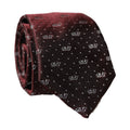 Burgundy Logo Monogram Silk Adjustable Men Necktie Tie