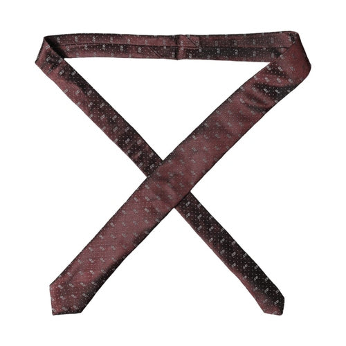 Dolce & Gabbana Burgundy Logo Monogram Silk Adjustable Men Necktie Tie