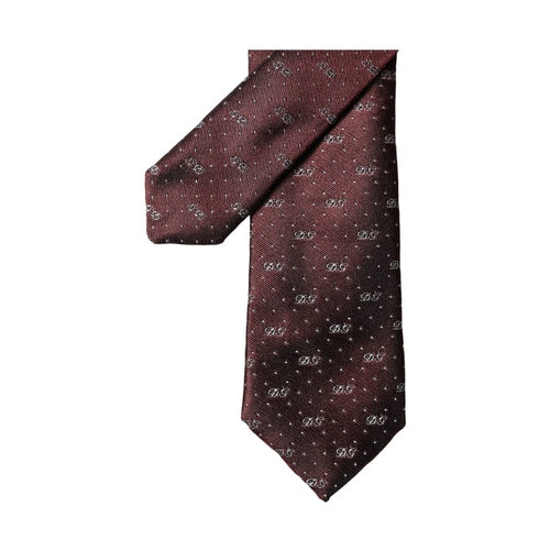 Dolce & Gabbana Burgundy Logo Monogram Silk Adjustable Men Necktie Tie